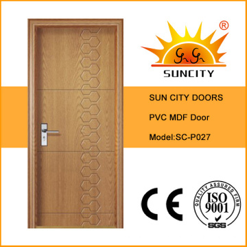 Porte en bois économique de porte de MDF de PVC (SC-P027)